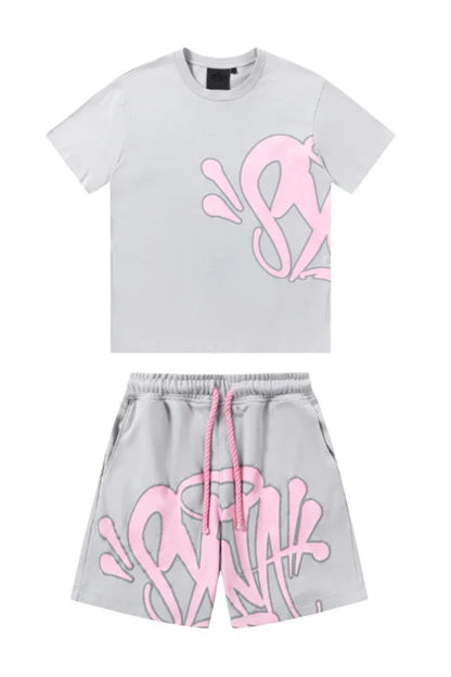 "Graffiti" Short set Grey Pink