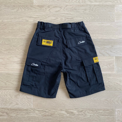 "alcatraz" cargo shorts black