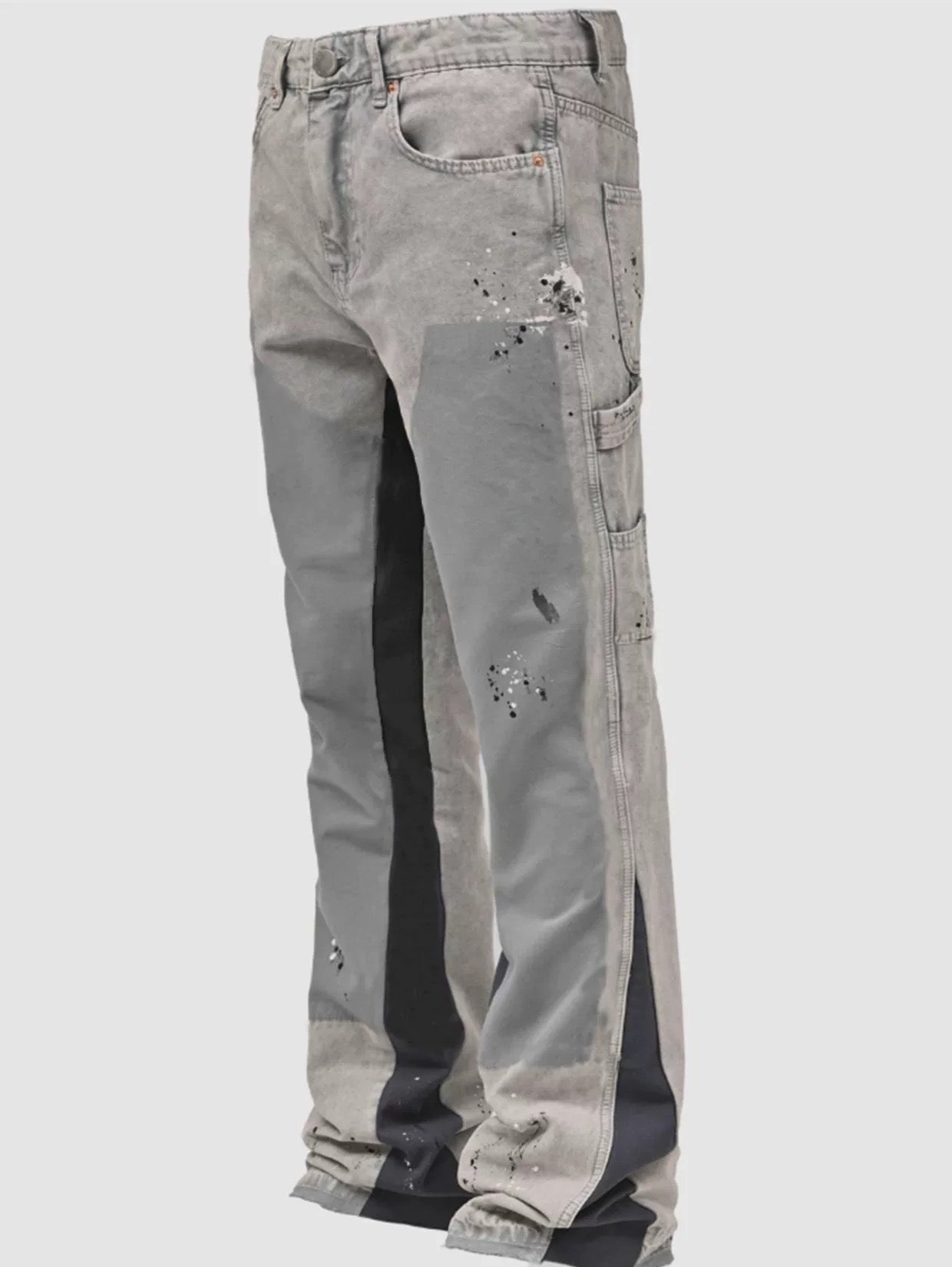 "Grey Patch Flared Denim"